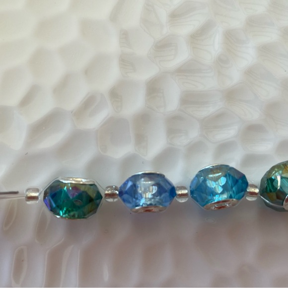 Mixed Blue Multi Faceted Glass Bead Rondelles for Jewelry Craft Making - Picture 5 of 7